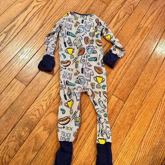 Little Sleepies Game Day Bamboo Viscose Zippy - Sz 6-12 months - Picture 3 of 4